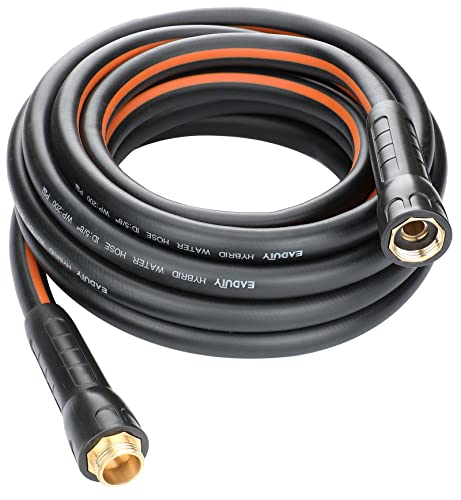 Hybrid Garden Hose 5/8 IN. x 25 FT, Heavy Duty, Lightweight, Flexible with Rotatable Grip Handle and Solid Brass Fittings, Gray+Orange - size: 25 FT