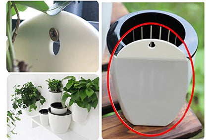 5 pack Lazy flower pots Water hanging plants Pot/Self Watering Planter,Succulent plants and small flower pots Plants Pots Indoor out Wall Hang Flowerpot Window Boxes With 5 hooks Silver (white)