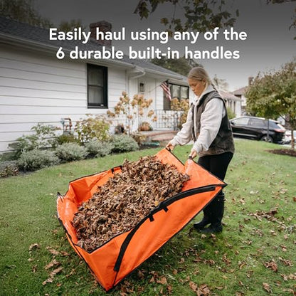 Leaf Tarp for Fast Yard Cleanup –Leaf Collection Tarp with 6 Handles & Ground Stakes – Lawn Leaf Bag for Raking, Garden Debris & Yard Waste Removal, Wind Proof, 5’ x 7’ Large Capacity - size: 5' x 7'