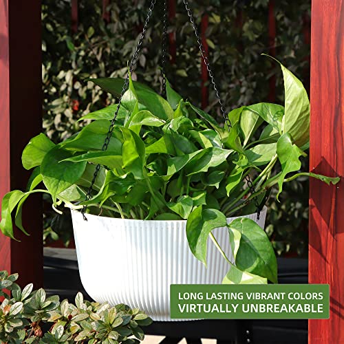 Dexceder 11.2 Inch Self Watering Hanging Planter (2 Pack, White) - color: White, size: 11.2 inch