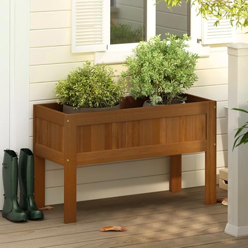 Furinno TIOMAN Planter Box, Outdoor Elevated Standing Planter Box, Raised Garden Bed with Legs, Outdoor, Indoor, Garden, Patio, Balcony, Natural - size: Raised Garden Bed