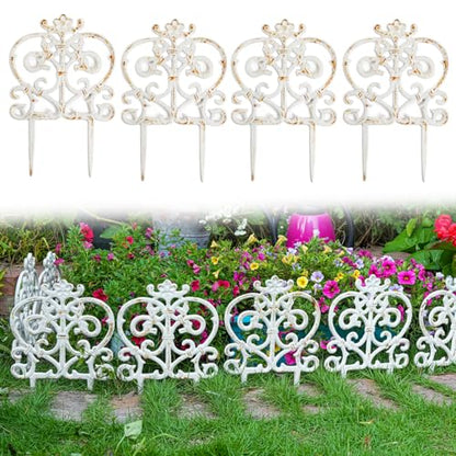 Sungmor Cast Iron Garden Edging, 11.8 Inches Tall 4 Pack Rustic White - color: Rustic White - 11.8inch Tall
