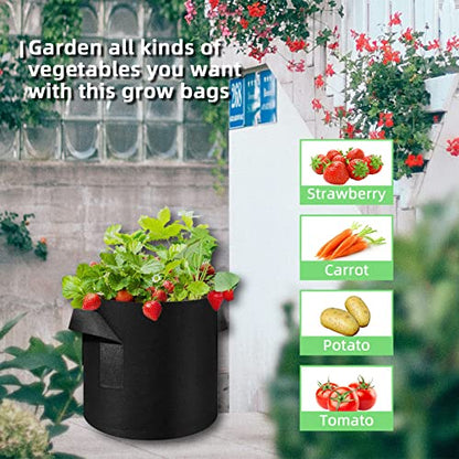 10 Gallon Garden Grow Bags, 30 Pack 10 Gal Planter Bags Fabric Pot Bags, Nonwoven Grow Bags Heavy Duty Aeration Pots with Handles, Garden Fabric Planters for Vegetables Flowers (Black) - color: Black-30 Pack