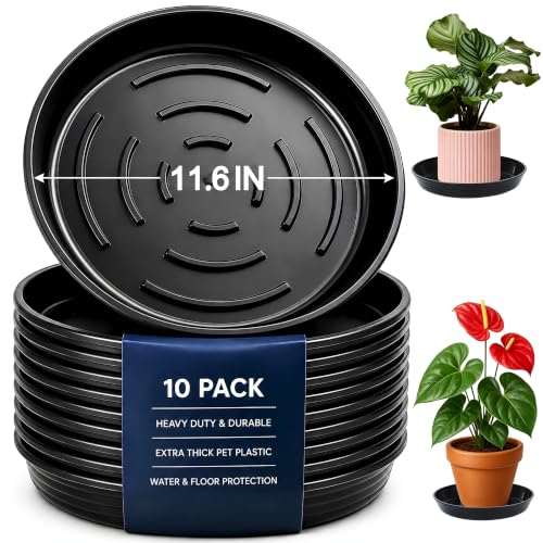 10 Pack Plant Trays 10 inch Heavy Duty Plant Saucers for Indoor Outdoor Use - color: 10 INCH BASE