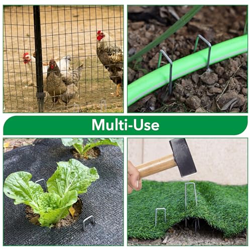 UNCO- Galvanized Landscape Staples, 6 Inch, 500 Pack, Garden Staples, U-Shaped Landscape Pins for Weed Barrier Cover, Ground Cover