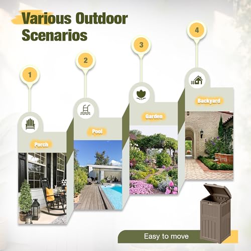 Devoko 33 Gallon Outdoor Trash Can with Dual Lid, Hideaway Garbage Bins,2Pc - color: Brown, size: 2 Pack