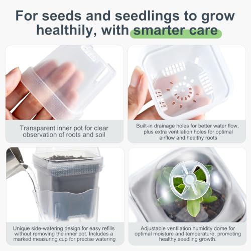 12 Pcs Clear Small Self Watering Pots for Indoor Plants