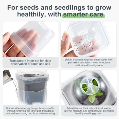 12 Pcs Clear Small Self Watering Pots for Indoor Plants