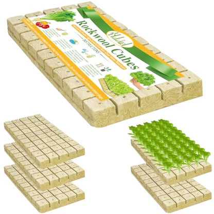 Halatool 1 Inch Rockwool Cubes for Hydroponics, 300 Plugs Seed Starter Cube - color: 6 Sheets, size: 1" Cubes