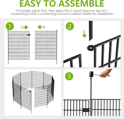 15 Panels No Dig Garden Fence with Gate, 40 in(H) X 36.3 ft(L) Metal Fence Panels, Thickened Rustproof Garden Fencing, Animal Barrier Fence for for Dogs, Rabbits, Landscape, Patio - size: 40 in(H)×29in(L)