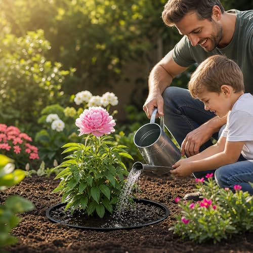 AggFencer 24 PCS Interlocking Planting Grow Rings Panels with Hammer, Black - color: Black