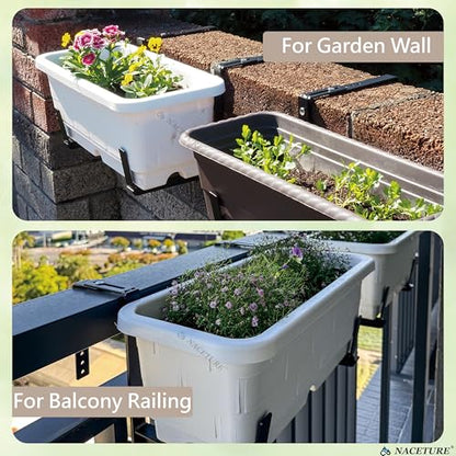 4 Pack Adjustable Window Box Brackets for Railing, Measure Before Ordering - color: Black 4 Pack