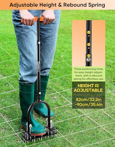 Sakerplus Aerator Lawn Tool, Hand Metal Spike Lawn Aerator (Black Handle) - color: Black Handle