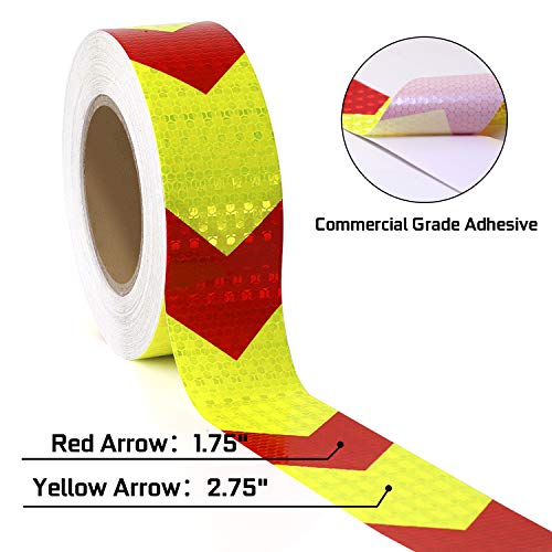 SEVEN SPARTA Arrow Reflective Tape for Trailers, Red/Yellow, 2in x 100ft - color: Red and Yellow