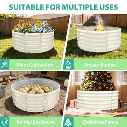YSEJOMP 17" Tall 40" Diameter Round Raised Garden Bed Kits Outdoor White - color: Cream White, size: 40 Dia X 16.5 inches