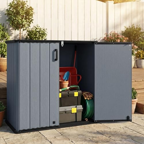 Tangkula 23.5 Cu.ft Outdoor Storage Shed with Lockable Door - color: Gray