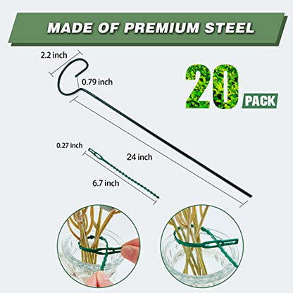 20 Pack 24 Inch Plant Support Stakes for Outdoor Plants and Indoor Flowers - size: 24 inch