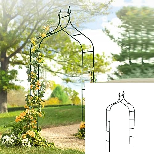 Thorise 8.3 Ft H x 4.6 Ft W Metal Pergola Arbor for Various Climbing Plant Wedding Garden Arch Bridal Party Decoration Wide Arbor - color: Dark Green