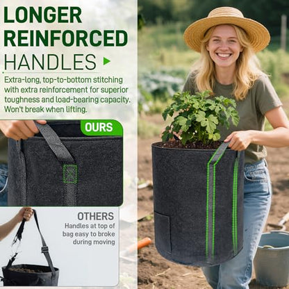 8 Pcs 15 Gallon Potato Grow Bags with Harvest & Visible Windows, Thickened Nonwoven Fabric Potato Planter,Potato Growing Containers with Sturdy Handles, Potato Bags for Growing Potatoes Vegetables - size: 8 Pack / 15 Gallon