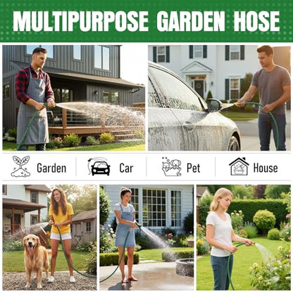 Garden Hose 50 ft, Non-Expanding Lightweight Kink-Free Flexible Water Hose - color: Green, size: 50ft