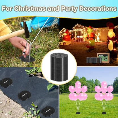 200Pcs Landscape Staple Gaskets, Plastic Garden Stake Washers - color: Black