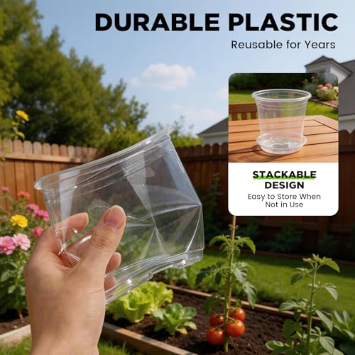 4/5/6 Inch Clear Nursery Pots with Drainage and Saucer for Multiple Crops