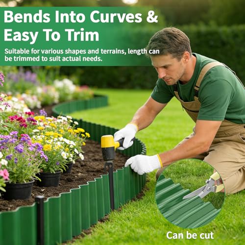 Garden Edging, 6"×29.5' Flexible Landscape Edging Border with 16 Stakes, Garden Lawn Border for Flower Beds, Lawn, Paver Edging, Tree Rings DIY Landscaping, 2 Pack