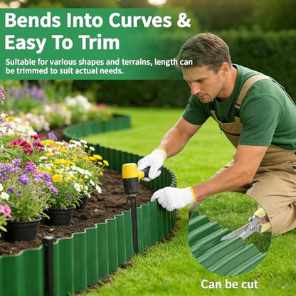 Garden Edging, 6"×29.5' Flexible Landscape Edging Border with 16 Stakes, Garden Lawn Border for Flower Beds, Lawn, Paver Edging, Tree Rings DIY Landscaping, 2 Pack