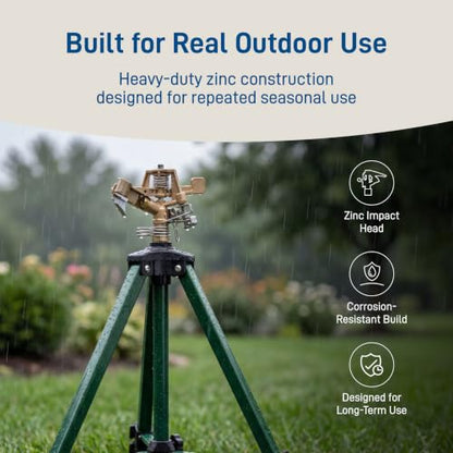 Orbit Tripod Zinc Impact Sprinkler, Adjustable Height - 56667 - style: Zinc Impact Sprinkler