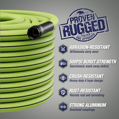 RUGGED RHINO Heavy Duty Garden Hose 25ft x 5/8in, Green and Black - color: Green/Black, size: 25 Feet