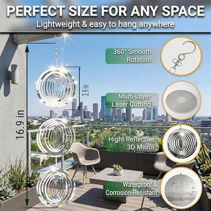 Reflective Bird Deterrents for Outside, Woodpecker Repellent - size: Circle