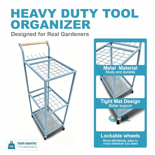 ANBOO Garden Tool Organizer Stand, Garage Tool Storage Organization - color: Navy
