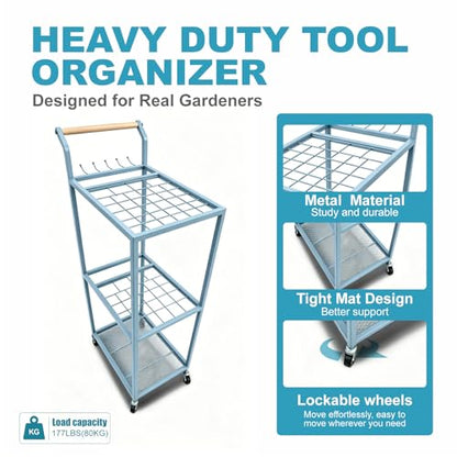ANBOO Garden Tool Organizer Stand, Garage Tool Storage Organization - color: Navy