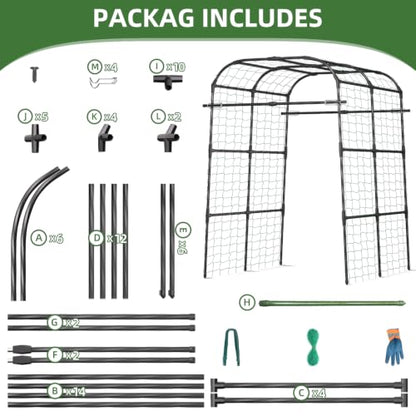 Extra Wide Garden Arch Trellis,71×64×83 in Metal Plant Climbing Support - size: 71"L x 64"W x 83"H