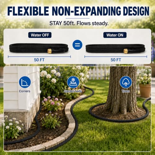 25FT Garden Hose, 5/8-Inch Flat Ultra Lightweight Flexible & Kink Free - color: Black, size: 25FT