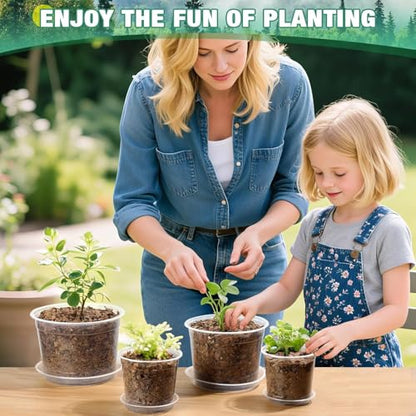 RAOOKIF 10/8/6/5 Inch Clear Nursery Pots with Drainage Hole, 16 Pack Large Nursery Pots for Plants for Indoor Outdoor, Plastic Clear Plant Pots for Flowers, Seedings, Succulents, Vegetables - size: 5/6/8/10 inch-no tray-16pcs