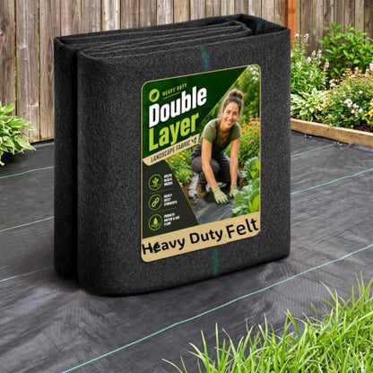 AMAGABELI 4ft x 50ft Weed Barrier Landscape Fabric 5.8oz Dual Sided Garden Cloth Heavy Duty Weed Control Blocker Mat Gardening Ground Cover Durable Woven Geotextile Fabric Driveway Underlayment - size: 4x50ft