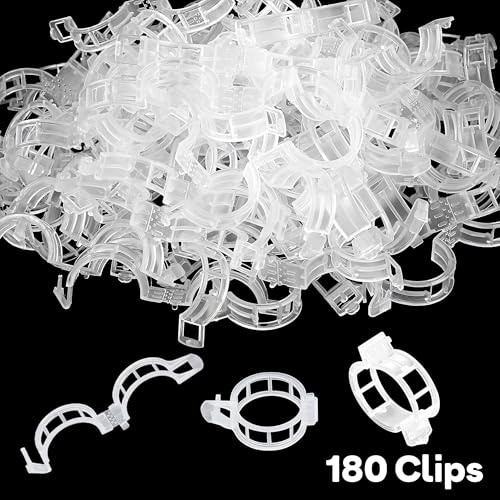 180 Pcs Plant Support Clips, Clear Plastic Trellis Clips, Garden Clips, Vegetable Clips, Vine Tomato Clips for Plants Support, Plant Clips for Climbing Plants to Grow Upright & Healthier - RamPro