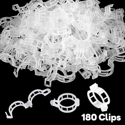 180 Pcs Plant Support Clips, Clear Plastic Trellis Clips, Garden Clips, Vegetable Clips, Vine Tomato Clips for Plants Support, Plant Clips for Climbing Plants to Grow Upright & Healthier - RamPro