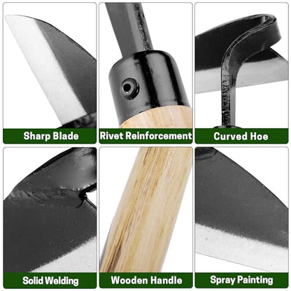 Japanese-Style Weeding Sickle/Hand Hoe, Sickle Garden Hand Weeder Tool with All Steel Blade for Cutting Grass, Digging, Soil loosening - color: W-Sickle