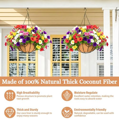 4 Pack 14 Inch Hanging Baskets for Plants Outdoor Metal Hanging Planter Basket with Coco Coir Liner Hanging Flower Baskets Hangings Flower Pots Holder for Garden, Patio(AX) - size: 14 Inch, style: Modern