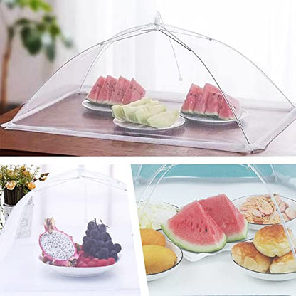 JULBEAR 4Pcs Mesh Food Cover Tent Umbrella Pop Up Outside Outdoor Party Net - size: 32"x24" 17"x17"