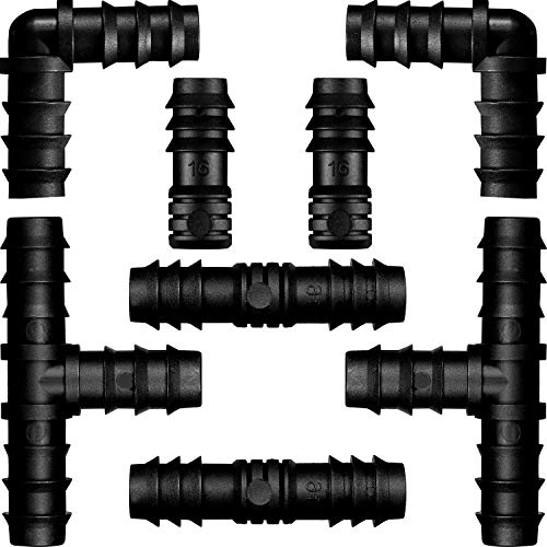 Maitys 8 Pcs 1/2 Inch Drip Irrigation Fitting Soaker Hose Repair Kit, Mixed - style: Mixed
