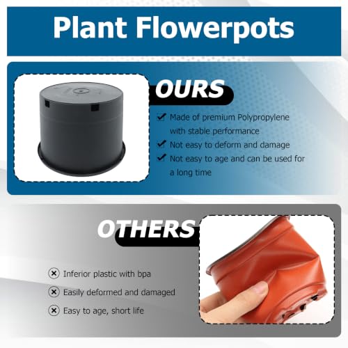 Planter Nursery Pots 5 Gallon Pots for Plants 10Pack - color: Black, size: Round-13inch-10pcs