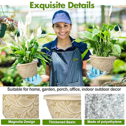 Nooulap 8 Inch Plant Pot, Beige Flower pots, 4 Pack - color: Beige, size: 8 inch
