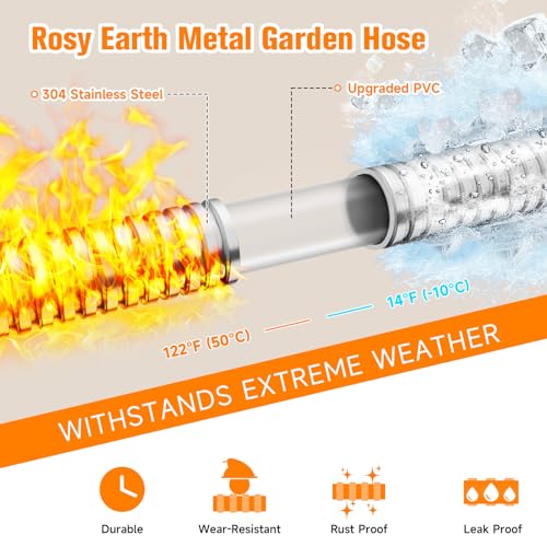 Rosy Earth Garden Hose 3 FT, 304 Stainless Steel Metal Water Hose - size: 3FT