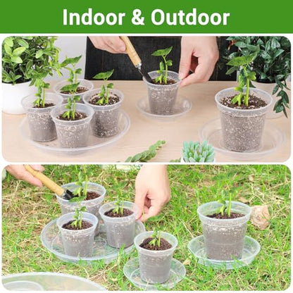 GREANER Plant Saucers for Indoors, 30 Packs Durable Plastic Plant Trays for Pots, Clear Plastic Flower Plant Pot Saucer for Indoor Outdoor Garden（4 Inch - size: 4 Inch