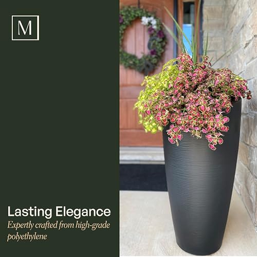 Mayne Modesto 32in Tall Round Modern Planter, Black - color: Black, size: 32 Inch