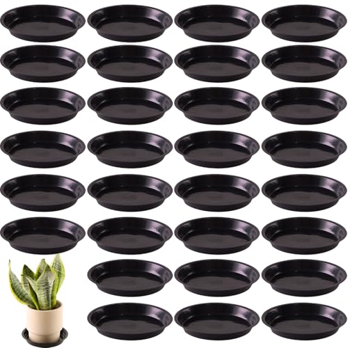 30 Pack Plant Saucer 8 Inches Plastic Drip Trays to Catch Water, Black - color: Black, size: 8 inch