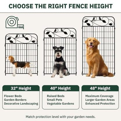 Decorative Garden Fence, 32in H x 12ft L Metal Animal Barrier Fence, Rustproof Dog Fence Outdoor, 10 Panels Sturdy No Dig Garden Border Fence for Flower Beds, Landscaping and Yard - size: 10 Panels-32in(H)x22.5ft(L)-Flat